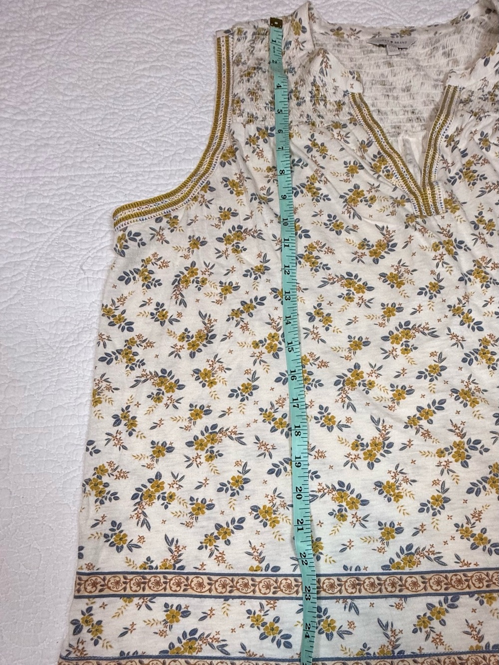 Lucky Brand Floral Sleeveless Split Neck Boho Blouse Top - Picture 5 of 6
